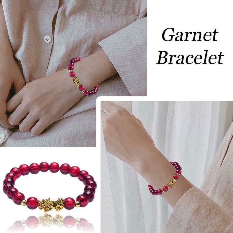 Red Lucky Bracelet Glazed Stone Beaded PIXIU Gold Charm Bracelet for Women Men Wealth Jewelry