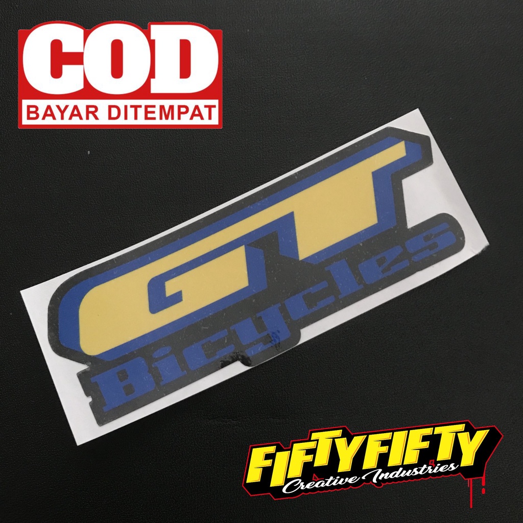 Stiker Print Cut GT BICYCLES Stiker Printing Laminasi Glossy Stiker Motor Mobil Helm Sudah Membentuk Pola Desain