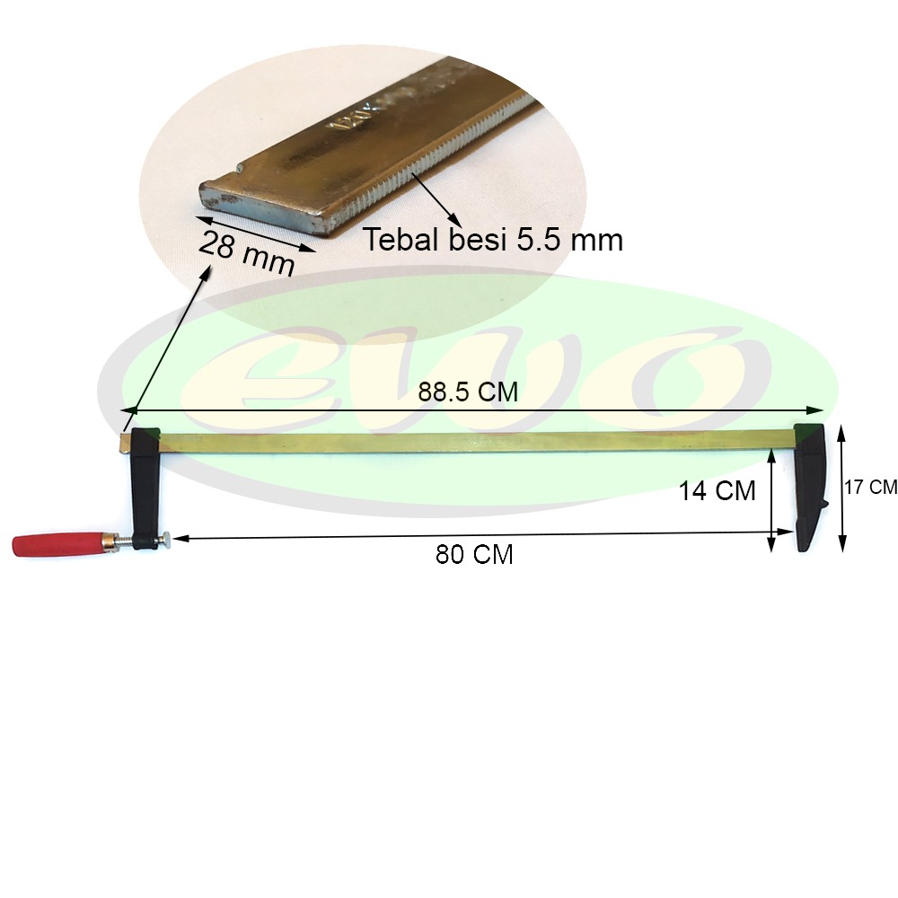 Catok Kayu Clam F 80 cm Jepit Press Tukang FJS