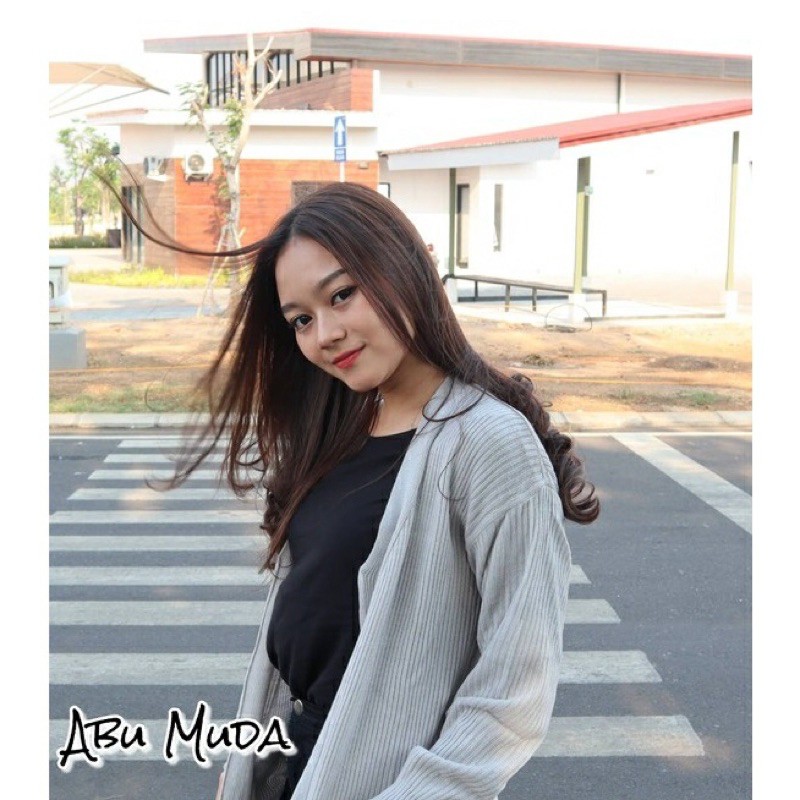 CARDY OUTER / Cardigan Oversize / Cardigan Wanita / Cardygan Rajut-Abu muda