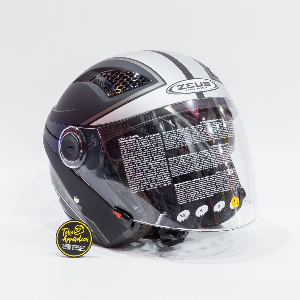ZEUS ZS610 MATT BLACK  0017 SILVER HELM ZEUS HELM HALF FACE