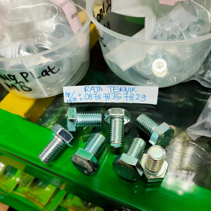 baut bmp m12x20 / baut galvanis m12x20 / baut m12x20 / Baut M12 x 20mm  panjang 2cm kunci 19 Galvani