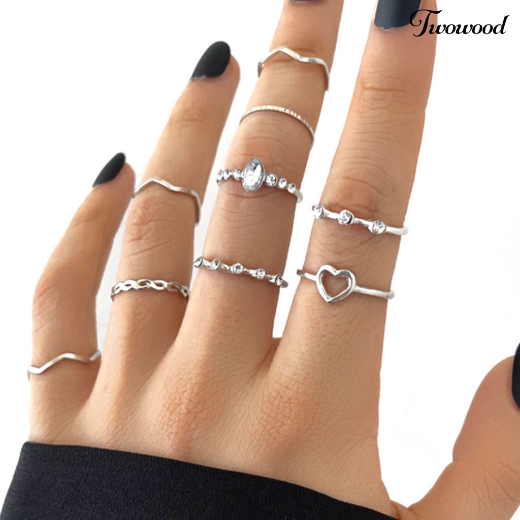 9 Pcs / Set Cincin Jari Gaya Vintage Untuk Hadiah Wanita