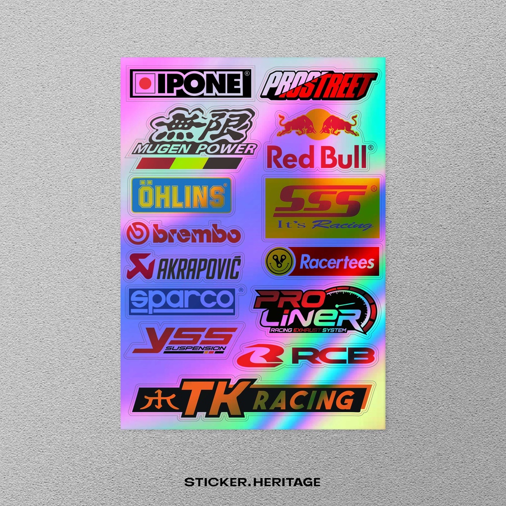 STICKER STIKER RACING HOLOGRAM | STIKER MOTOR  | STICKER HELM, stciker pack