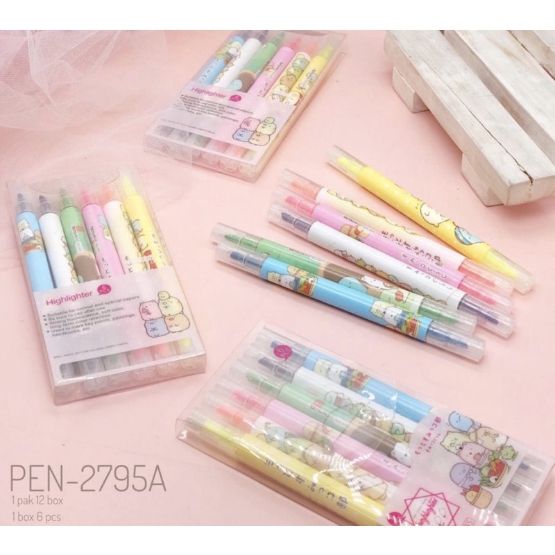 

1 Pcs Highlighter Sumikko Gurashi 2 sisi (1 pack isi 6 pcs)