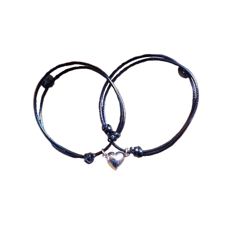 2 Pcs Gelang Couple POLOS Magnetik Pasangan Tali Lilin Pria Dan Wanita Aksesoris Fashion Hadiah ANTOP-Cinta