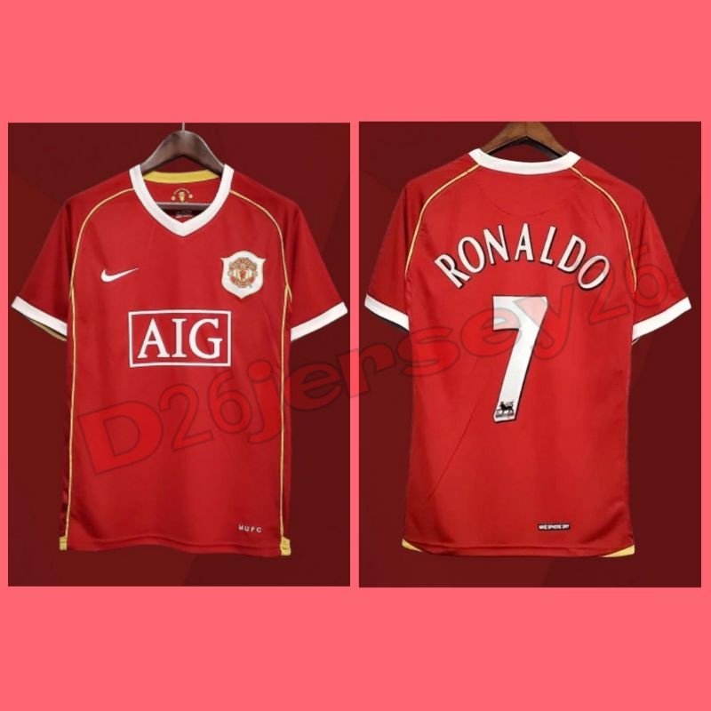 Jersey RETRO MU Home 2006 / 2007 OFFICIAL + Cetak nama nameset RONALDO 7 / Custom suka suka Font RET
