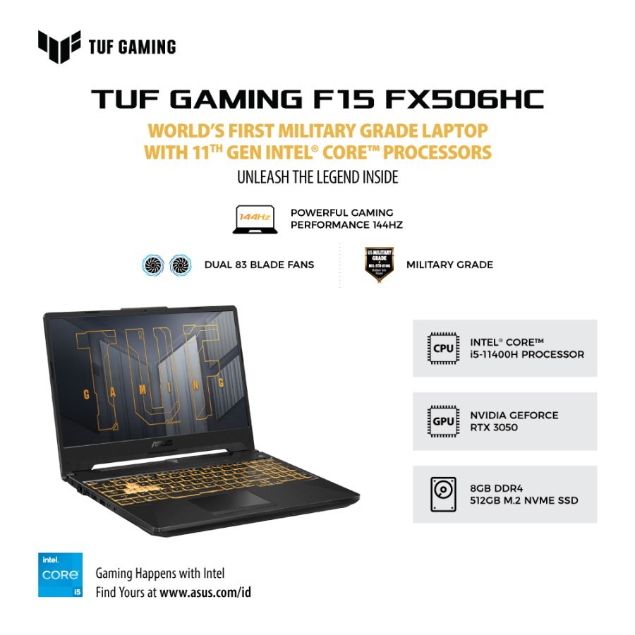 Asus TUF FX506HC-I535B6T-O11 i5-11400H 8GB 512GB RTX3050 4GB GDDR6