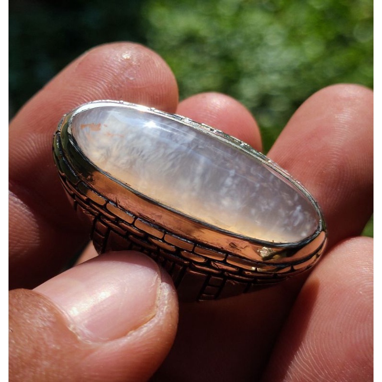 Cincin Batu Akik PANDAN SUTRA KRISTAL CHALSEDONY Asli batuan alam natural bukan sintetis bukan kecub