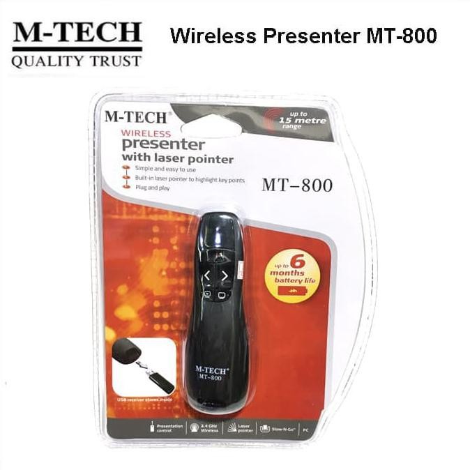 Wireless presenter m-tech 2.4ghz usb 2.0 with laser pointer blank screen for laptop pc mt-800 mt800