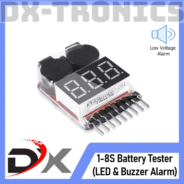 1-8s Lipo Battery Tester + Low Voltage Buzzer Alarm Li-Po Voltmeter