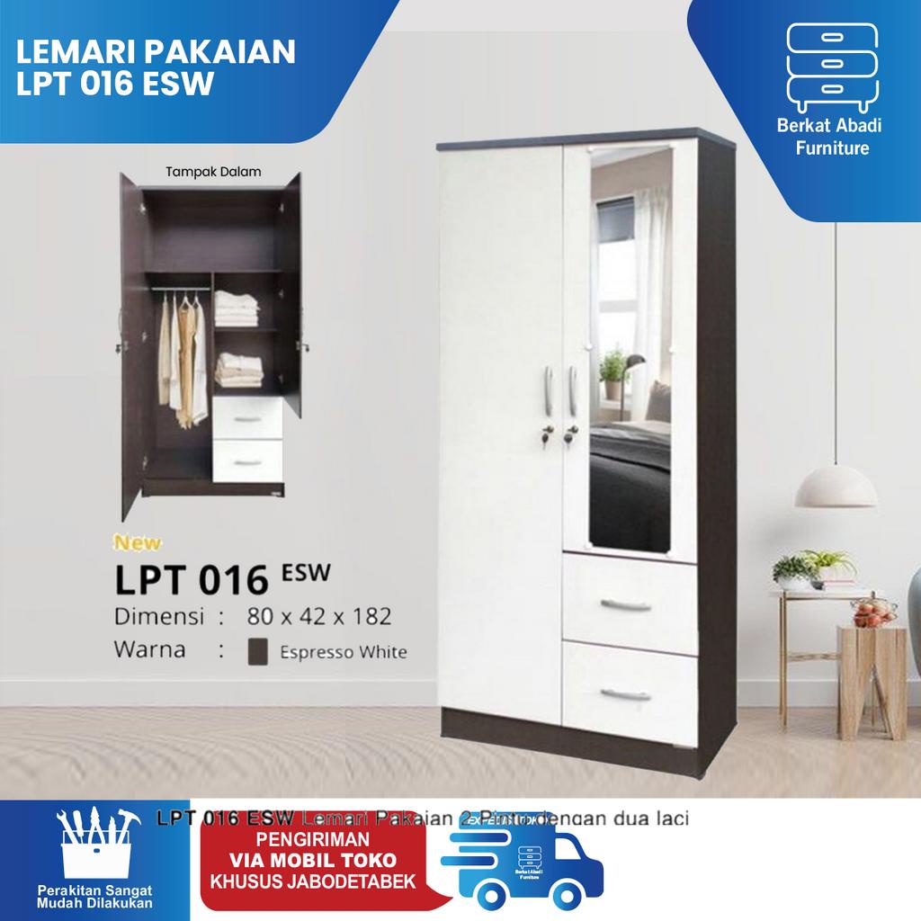 Lemari Pakaian Lemari Baju Minimalis Lunar LPT 016 Hitam dan Putih Murah