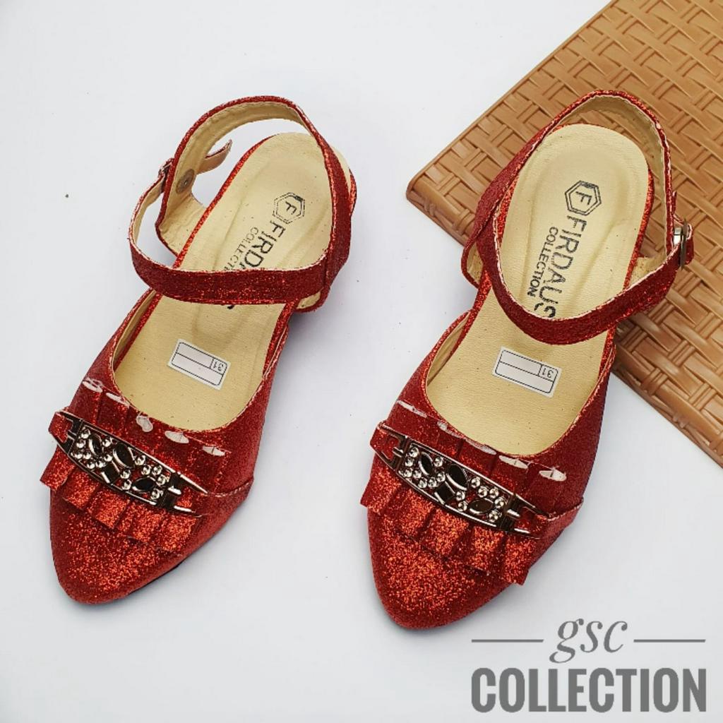 Sandal Sepatu Hak Anak Perempuan 5 cm Heels Motif Sendal Pesta Anak Cewe