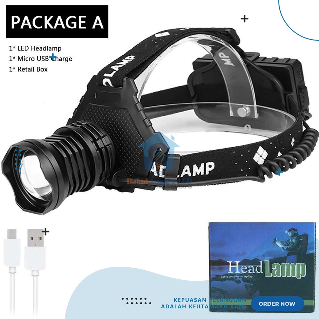 [ SKL0006 ]  Litwod Senter Headlamp LED XHP70 8000 Lumens - Senter Kepala LED