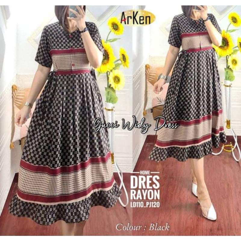 DASTER GUCCI WIDY BLACK / DASTER LENGAN PENDEK  / DASTER MOTIF TERBARU / HOME DRESS BUSUI / BAJU SAN