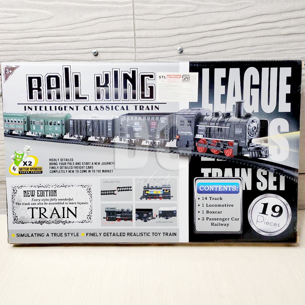 Kereta Api Rail King TL09 Classical Train 19 Pcs Lampu Lokomotif Bisa Nyala