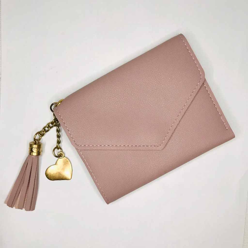 ⭐Gogoland⭐ WD008 Dompet Lipat Import Korea DL15 Rumbai Rumbai Dompet Murah-PINK TERANG