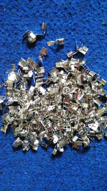 50biji Klep bulu / penjepit bulu Silver ukuran 4mm