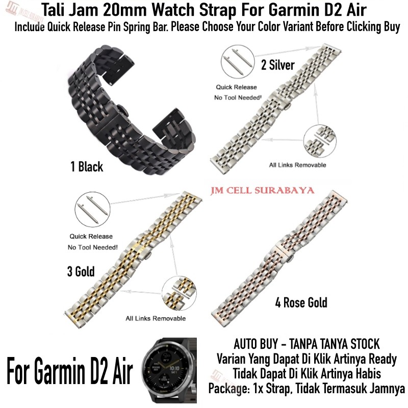 Tali Jam 20mm Watch Strap Garmin D2 Air - Dual Color Stainless Steel