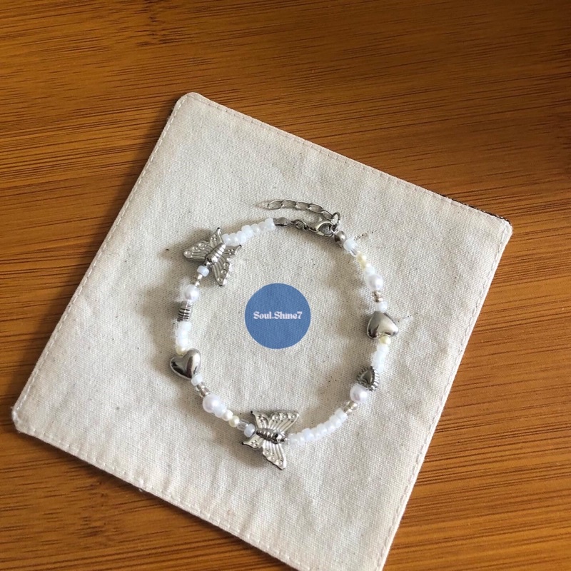 GELANG MANIK MANIK [BEADS BRACELET]  - KUPU KUPU (BUTTERFLY)SILVER •soul.Shinee_