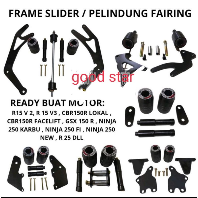 Frame Slider/Pelindung Fairing.R15V3/V2.Suzuki Gsx150R.Cbr150R facelift.Cbr150R lokal.Ninja250fi/zx250.ninja250fi.R25/Mt25