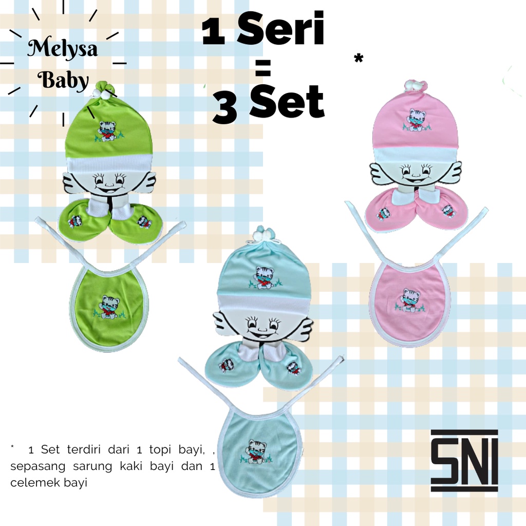 1 Seri Topi Set Bayi | 3 in 1 | New Born