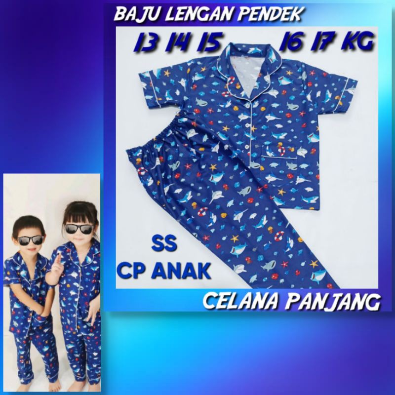 piyama couple baby shark / stelan baju tidur katun