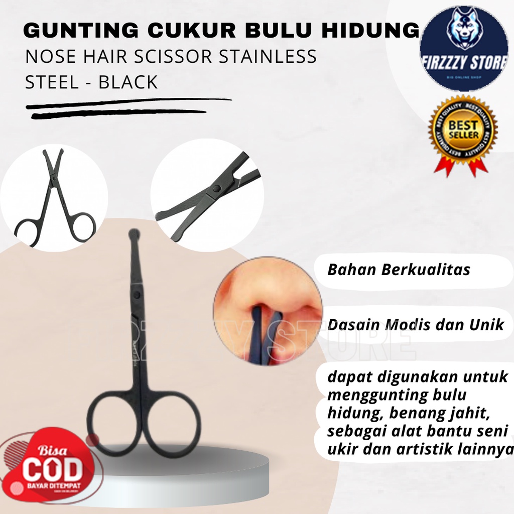 Gunting Cukur Bulu Hidung Nose Hair Scissor Stainless Steel - Black