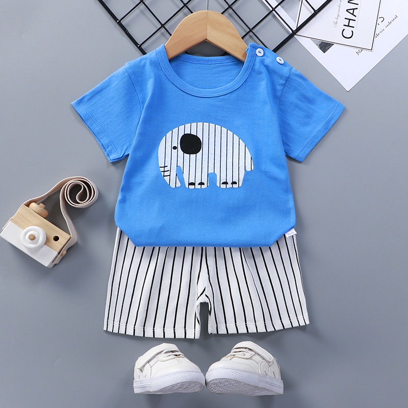 Maminity - Setelan Baju Anak Bayi Perempuan dan Laki Laki Lengan Pendek Umur 0 - 5 tahun