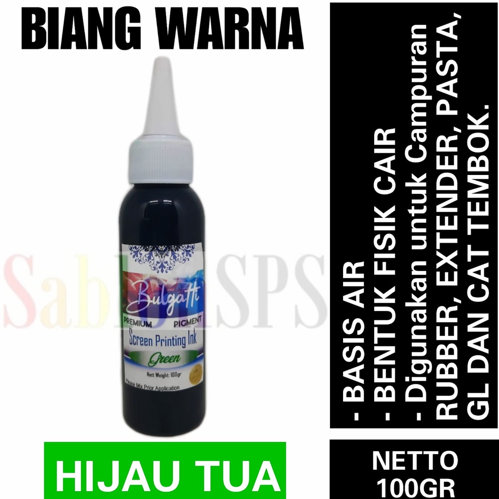 Biang Warna Sablon Hijau Tua Green Pigmen Bulgatti 100 gr