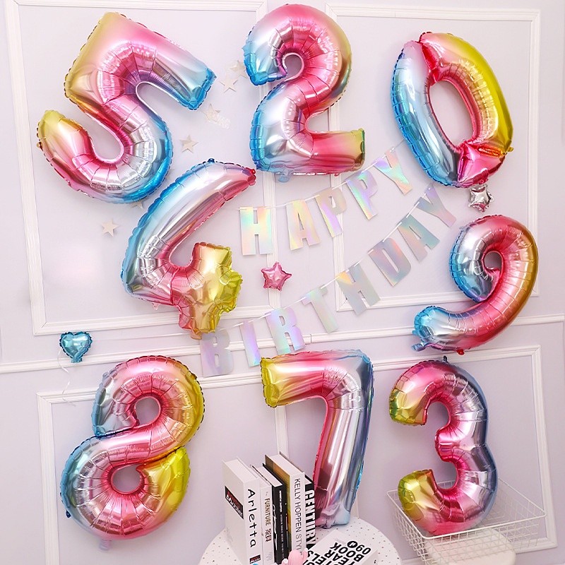 COD✨1 Pcs Balon 32 inch digital aluminium foil aluminium film balon gradien warna pesta ulang tahun pengakuan pernikahan pernikahan