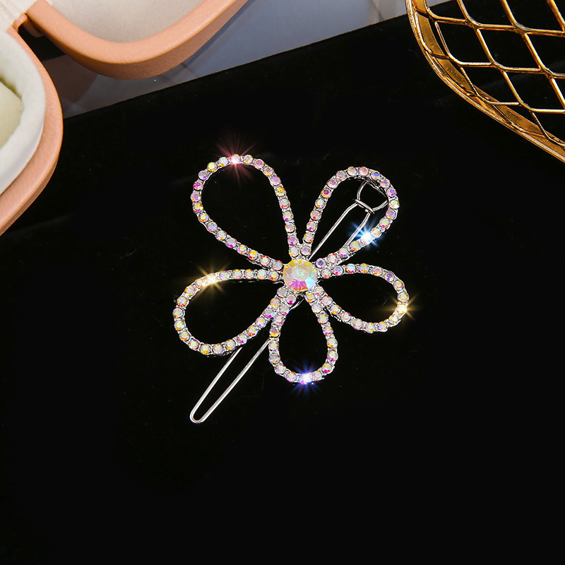 Fashion AB Colorful Rhinestone Hairclips Women Girls Korea Sweet  Flower Hair Pins Hair Accessories