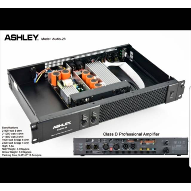 POWER AMPLIFIER ASHLEY AUDIO-28/AUDIO28 2CH 2X800WATT CLASS D ORIGINAL