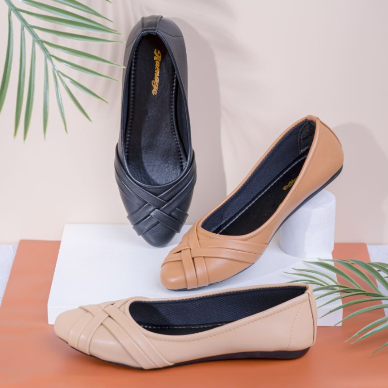 PROMO - SEPATU FLAT SHOES WANITA SOL KARET H08