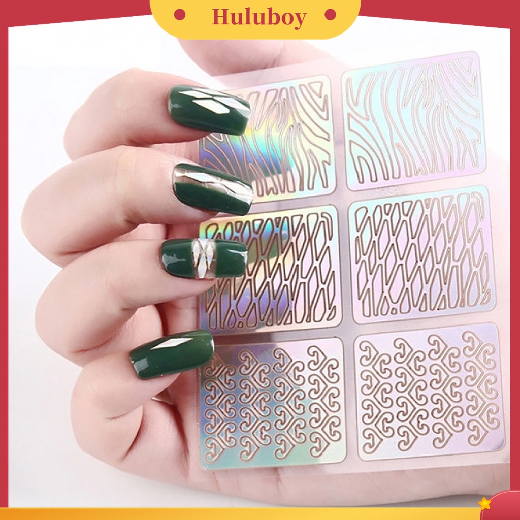 Huluboy Huluboy♡ 24 Pcs / Set Stiker Kuku Desain Hollow Out Untuk Alat Manicure Wanita