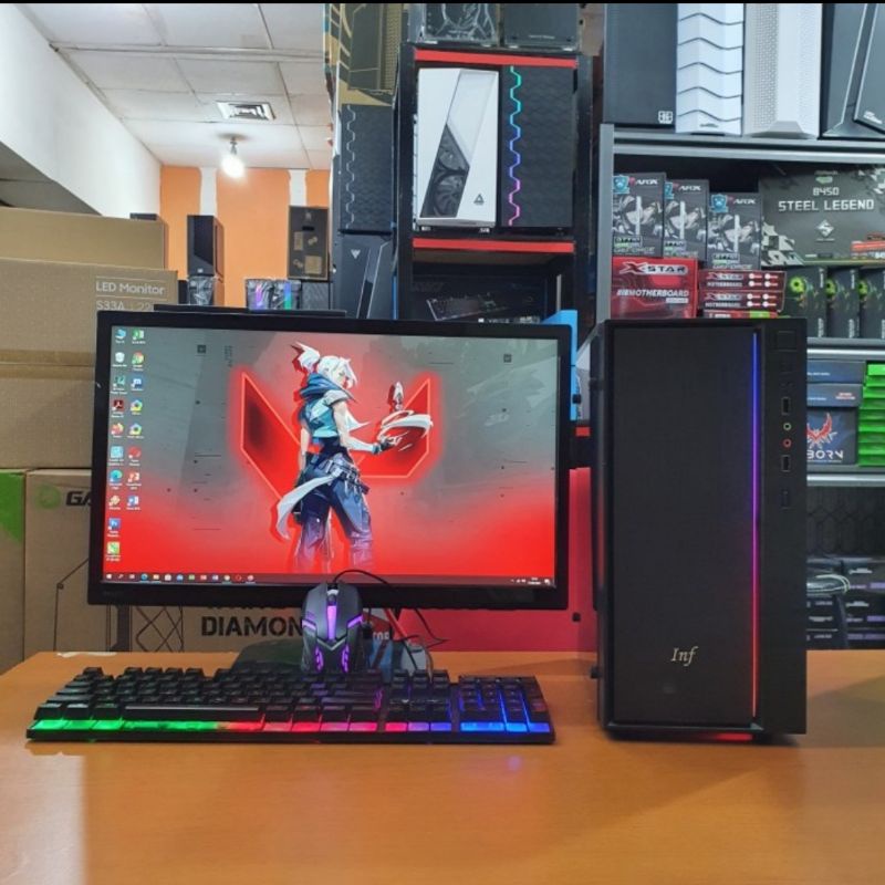 Pc gaming Editing Ful set Amd Apu A6 Ram 8gb Hdd 500gb Monitor 19 in Lengkap Garansi 1 Tahun