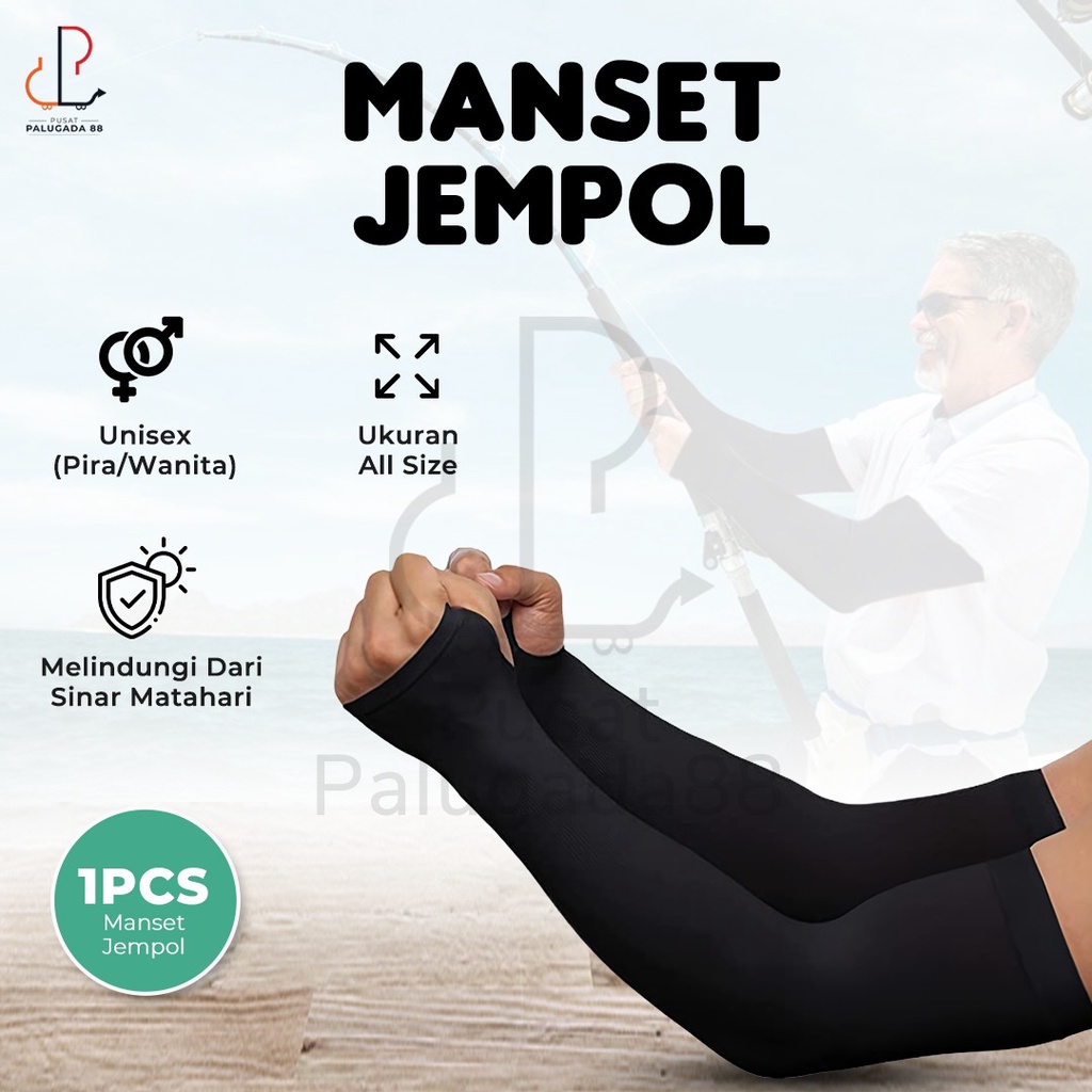 Manset Tangan Jempol Jari Long Handsock Fingerless Arm Sleeve Finger Rajut Polos Hitam Premium Sejuk Sepeda Muslimah Baju Wanita Pria Olahraga Outdoor