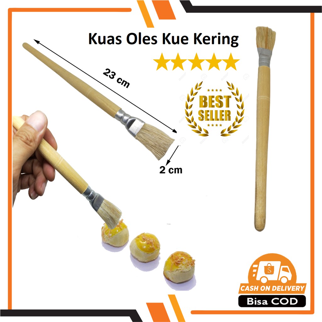 Kuas Oles Kue Kering Roti Nastar gagang Kayu / Kuas Brush Kuning Telur