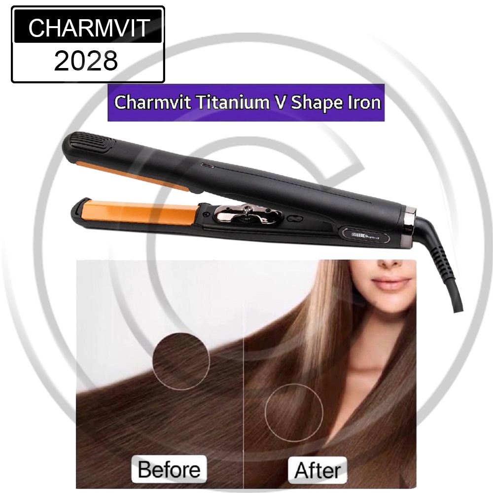 CHARMVIT / CM-2028 / Catokan Rambut TITANIUM Professional Hair Plat V Shape Iron Pengeriting Wavy Curly Blow - CO