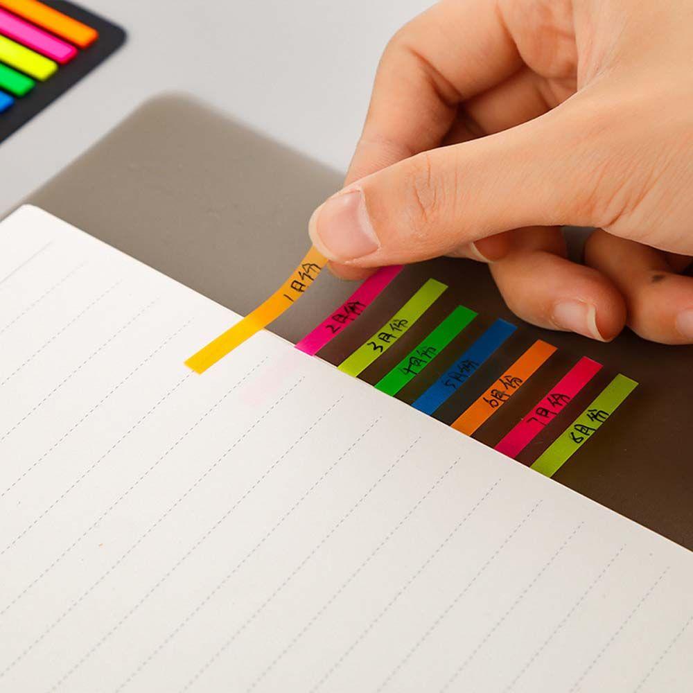 [Elegan] Tab Indeks Neon Perekat Diri Multicolor Transparan Tahan Air Penanda Halaman Perlengkapan Kantor Sekolah Sticky Note