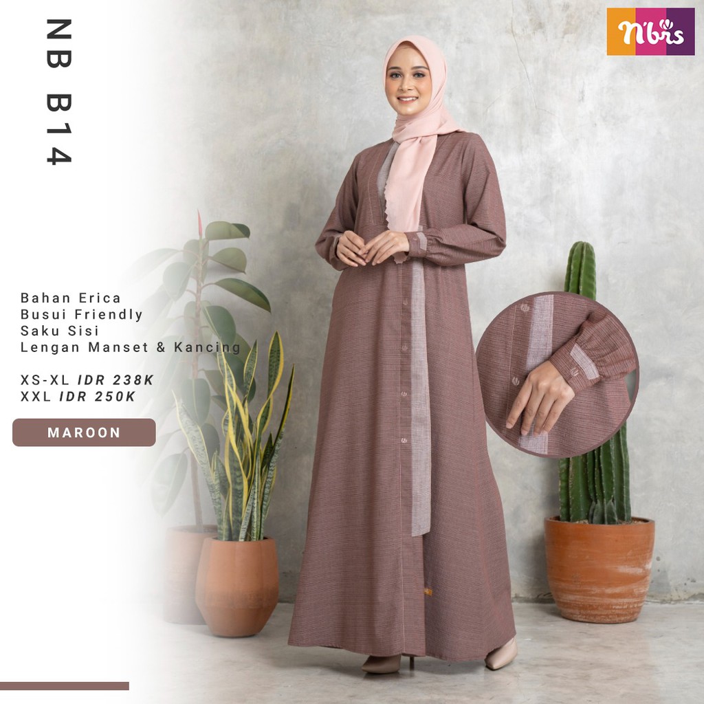 Nibras Gamis NB B14 Bahan Erika Dress Wanita Muslim Gamis Syari Modern