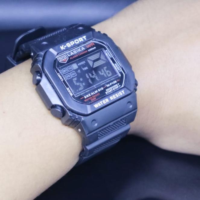 Free Shipment JAM TANGAN ORIGINAL SPORT DIGITAL K SPORT LASIKA W-F109 BLACK