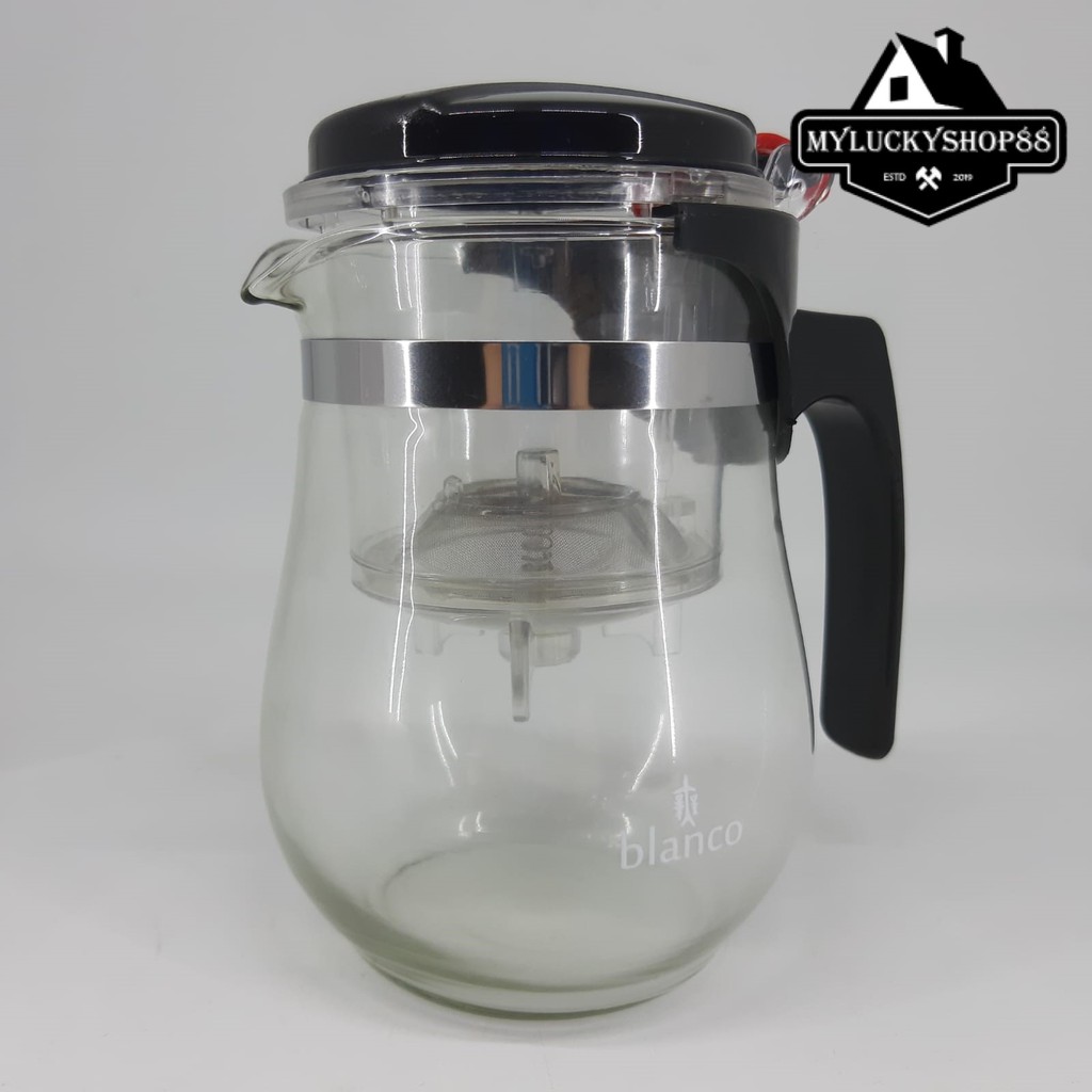 Blanco China Press Tea Pot Brewer Mesh Screen 500 cc Teko Pitcher Teh
