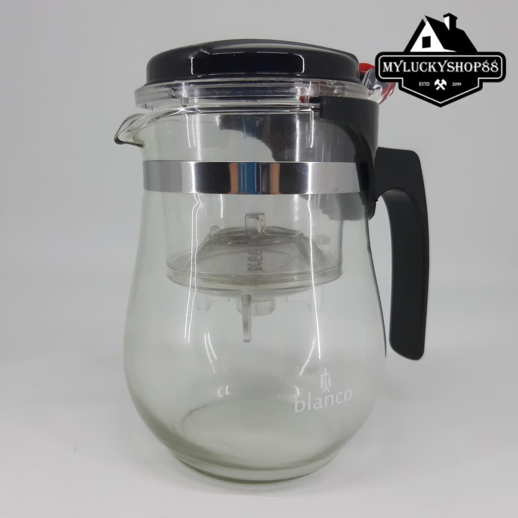 Blanco China Press Tea Pot Brewer Mesh Screen 500 cc Teko Pitcher Teh