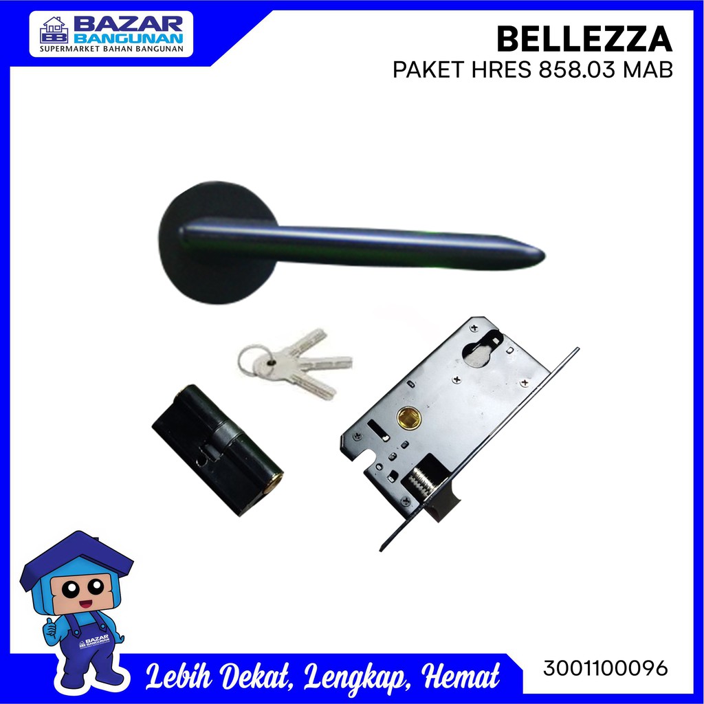 Jual Bellezza Paket Gagang Pintu Handle Set Hre Hres 858 03 Bl Black Hitam Indonesia Shopee