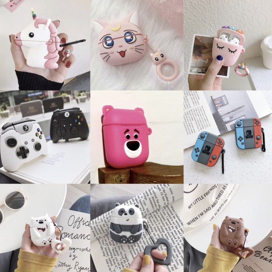 COD Case Airpods 2 3D Premium Gen 1 Lucu Karakter Inpods 12 Polos Hitam i12 Boba Minnie Toothless