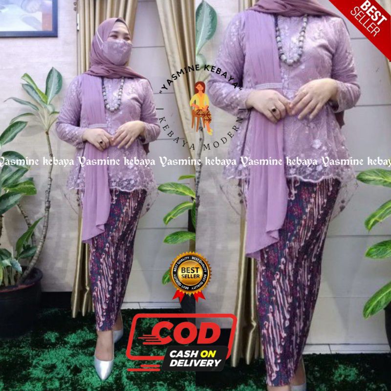 SETELAN AURORA SELENDANG LILAC/LAVENDER /KEBAYA WARNA UNGU