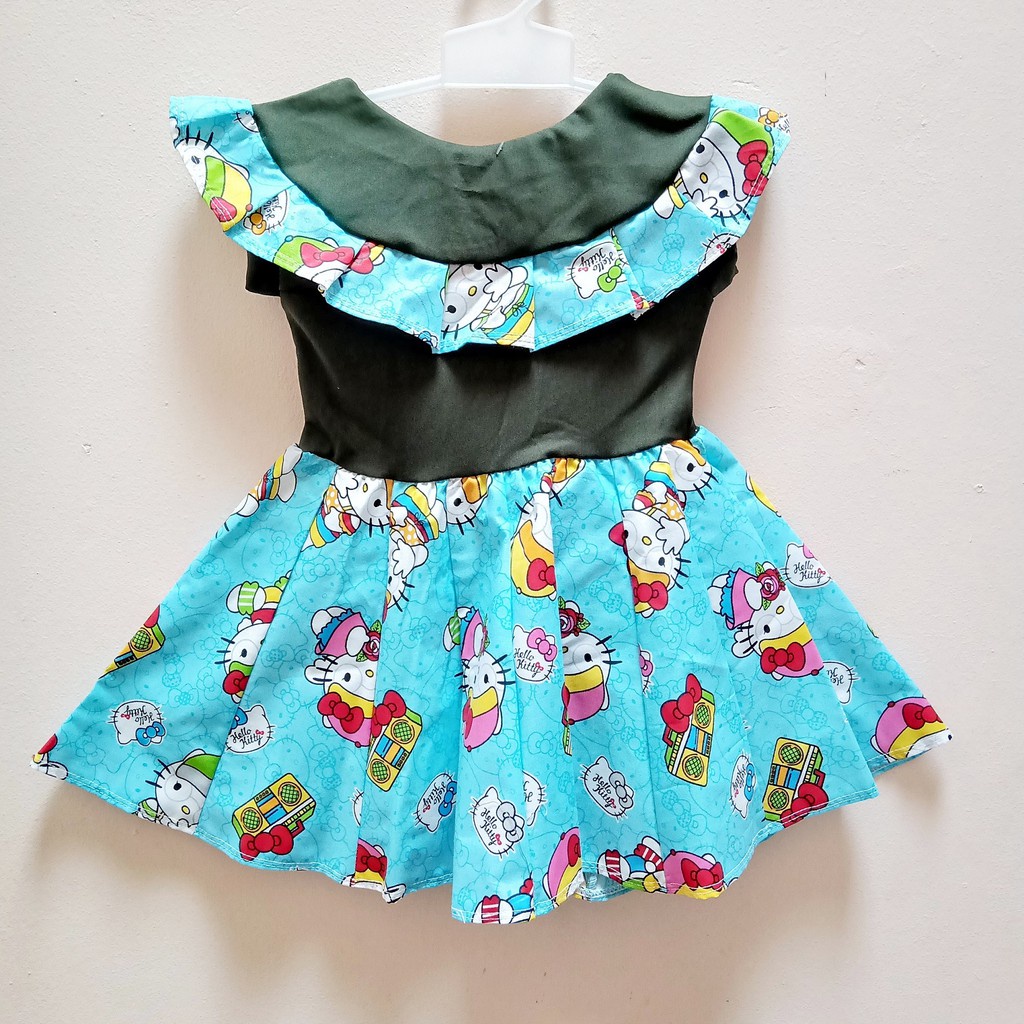 Dress Ruffle Untuk Usia 1-2 Tahun - Dress Anak Berkerah Rumbai - Dress Anak Perempuan Harian Murah