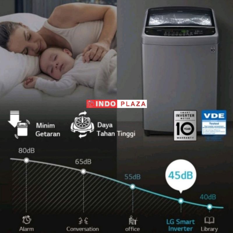 MESIN CUCI 1 TABUNG TOP LOADING 7 KG / 7KG SMART INVERTER LG T2107VSPCK