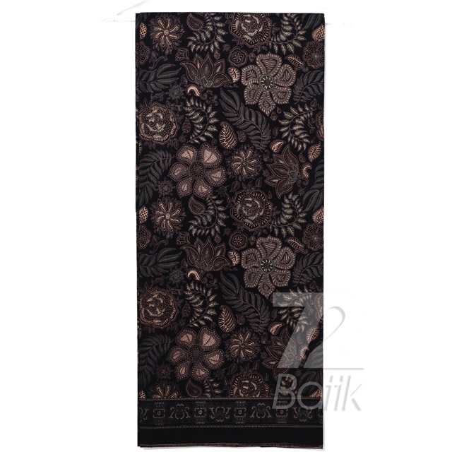 KAIN BATIK PREMIUM Bahan Katun Motif Kembang Warna Item Black Hitam 726324 Cap 72 Jarik Jarit Samping Kebat Panjang Batik Katun Modern Premium Bahan Seragam Batik Pernikahan Kantor Keluarga Murah Kamen Jadi Batik Bali Lembaran